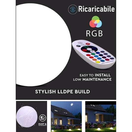 SFERA LUMINOSA 41CM MULTICOLOR LED RGB 3W RICARICABILE TELECOMANDO IP67 VT-7807 - 2