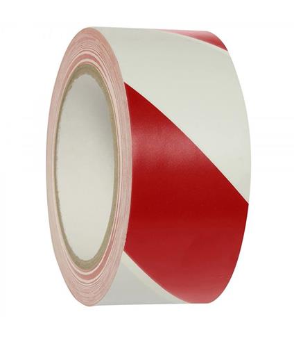 Nastro Adesivo Ultra Resistente Segnaletico Cantiere Bianco Rosso 4,8cm X 20mt