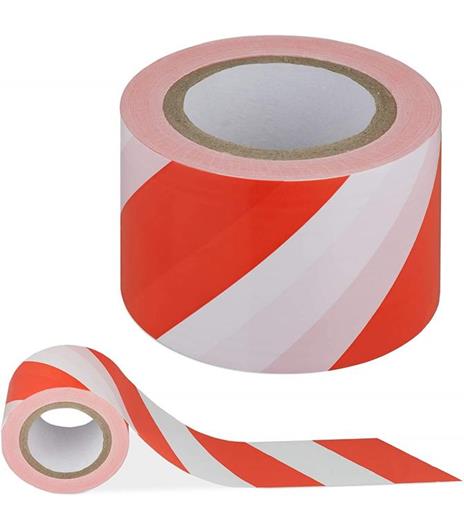 Nastro Segnaletico Antistrappo Sicurezza Cantiere Pericolo Bianco Rosso 50mmx18m