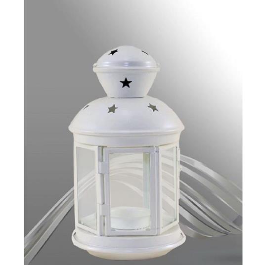 Lanterna Bianca in Metallo con Camino 22 X 13 X 13Cm 30667 Porta Candele  T-Light - Trade Shop TRAESIO - Idee regalo | IBS