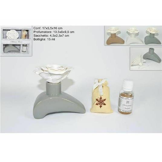 SET DEOAMBIENTE VANIGLIA 15ML CON PROFUMATORE CERAMICA IDEA REGALO 3COL CA006555