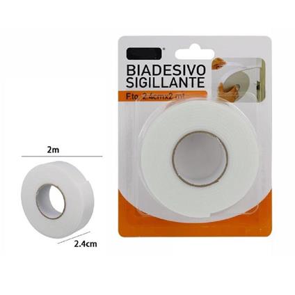 Rotolo Nastro Biadesivo Sigillante Bianco 2,4 Cm X 2 Metri Sigilla Ripara 69826