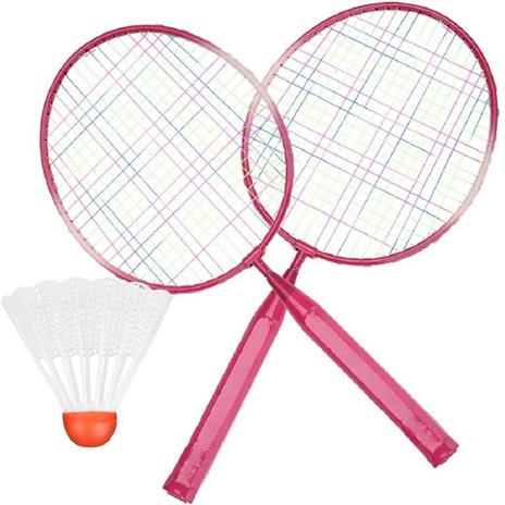 Set Racchetta Badminton Palla Leghe Nylon Per Bambini Giocattoli All'Aperto Rosa - 2