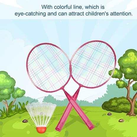 Set Racchetta Badminton Palla Leghe Nylon Per Bambini Giocattoli All'Aperto Rosa - 3