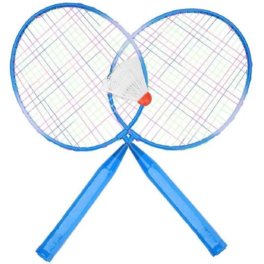 Set Racchetta Badminton Palla Leghe Nylon Per Bambini Giocattoli All'Aperto Blu - 4