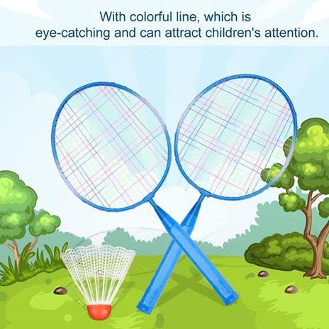 Set Racchetta Badminton Palla Leghe Nylon Per Bambini Giocattoli All'Aperto Blu - 5