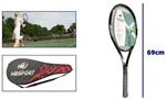 Racchetta Da Tennis 69 Cm Nera Resistente Allenamento Con Borsa Trasporto 06036