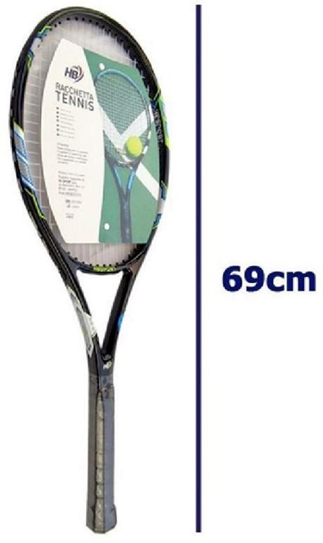 Racchetta Da Tennis 69 Cm Nera Resistente Allenamento Con Borsa Trasporto 06036 - 2