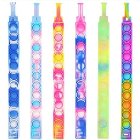 6 Braccialetti Antistress Arcobaleno Bolle Aria In Silicone Gioco Bambini Adulti - 2