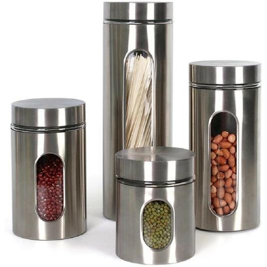 Set 4Pz Contenitori Per Alimenti In Acciaio Per Tè Caffè Spezie Biscotti  Zucchero - TrAdE Shop Traesio - Idee regalo | IBS