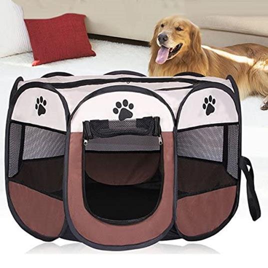 Tenda Da Campeggio Pieghevole Per Animali Gabbia Cani Cucce Ottagono 100X100 Cm