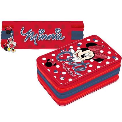 Minnie Mouse Is A Life Style Astuccio 3 Zip Cerniere Portapastelli Matite Scuola