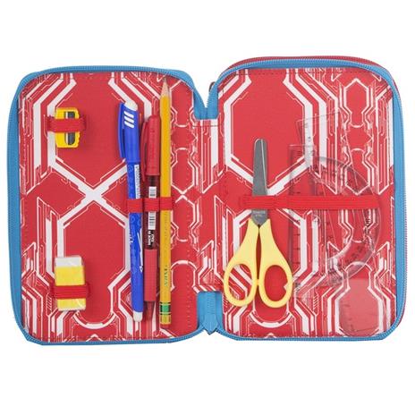 Astuccio Completo 3 Zip Spiderman Uomo Ragno Accessoriato Bambini Scuola Delux - 2