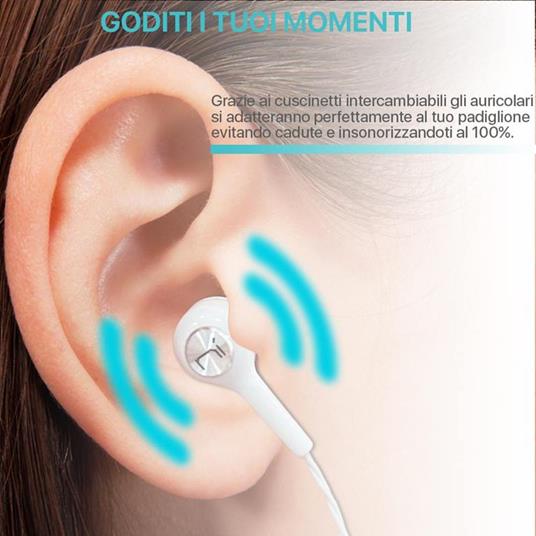 Auricolari con microfono In-Ear isolamento rumore pc smartphone tablet  bianco - - Telefonia e GPS | IBS