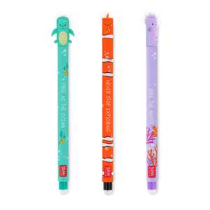 Cartoleria Set da 3 Penne Gel Cancellabili Legami  - Under The Sea - Turchese, nero, fucsia Legami