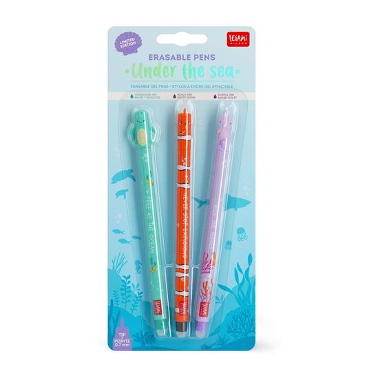 Set da 3 Penne Gel Cancellabili Legami  - Under The Sea - Turchese, nero, fucsia - 5