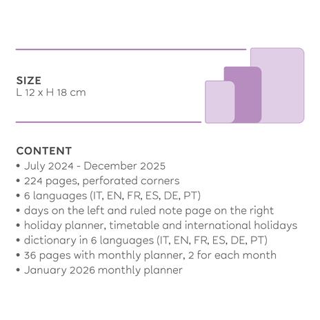 Agenda settimanale Legami 2024-2025, 18 mesi, Medium Weekly Diary con Notebook - Moonglow - 12 x 18 cm - 8