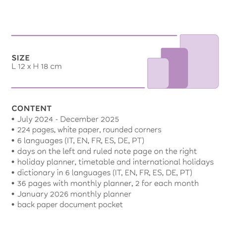 Agenda settimanale Legami 2024-2025, 18 mesi, Medium Photo Weekly Diary - Travel - 12 x 18 cm - 9