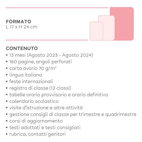 Agenda del docente settimanale Legami 2025, settimanale, 13 mesi, Large Weekly Diary - Bubblegum - 15