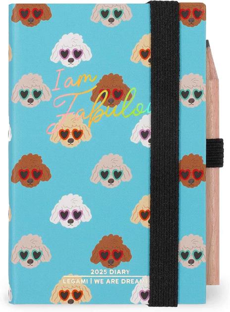 Agenda bigiornaliera Mini Legami 12 Mesi - 2025 - Mini Photo 2-Day Diary - Sky Blue Dogs