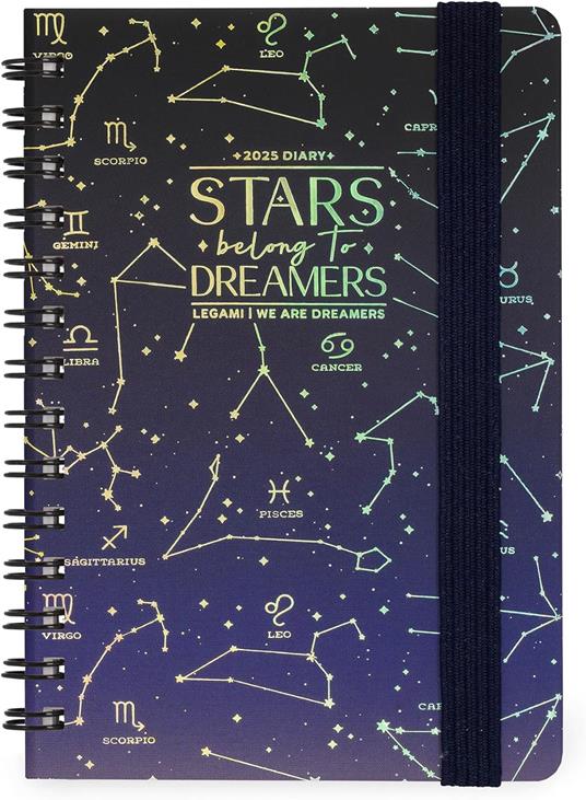 Agenda settimanale spiralata Legami 12 Mesi - 2025  - Small Weekly Spiral Bound Diary - Stars