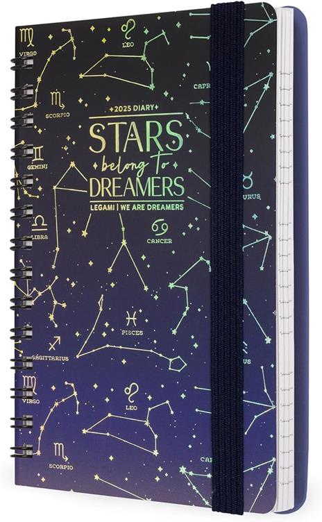 Agenda settimanale spiralata Legami 12 Mesi - 2025  - Small Weekly Spiral Bound Diary - Stars - 4