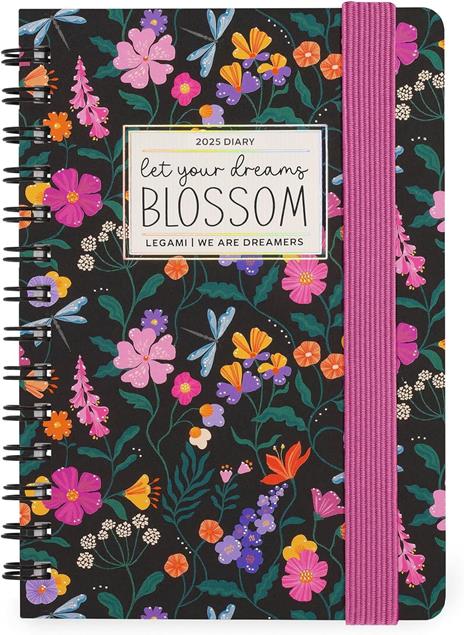 Agenda settimanale spiralata Legami 12 Mesi - 2025  - Small Weekly Spiral Bound Diary - Wildflowers