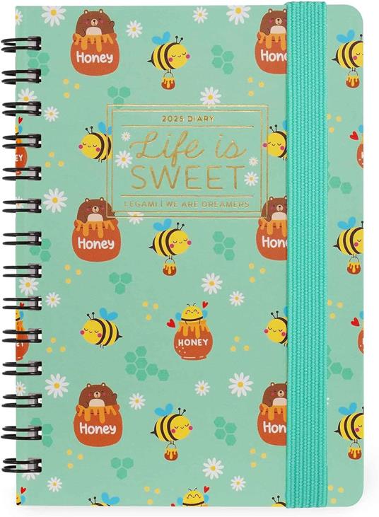 Agenda settimanale spiralata Legami 12 Mesi - 2025  - Small Weekly Spiral Bound Diary - Bee