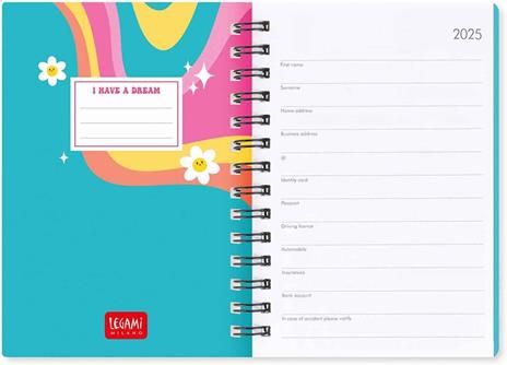 Agenda settimanale spiralata Legami 12 Mesi - 2025  - Small Weekly Spiral Bound Diary - Daisy - 3