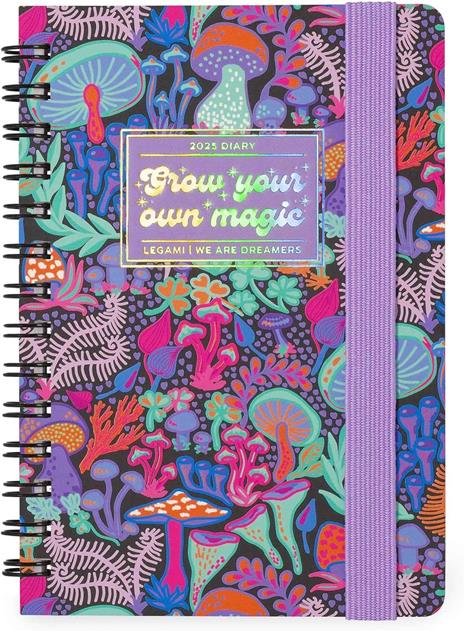 Agenda settimanale spiralata Legami 12 Mesi - 2025  - Small Weekly Spiral Bound Diary - Mushroom