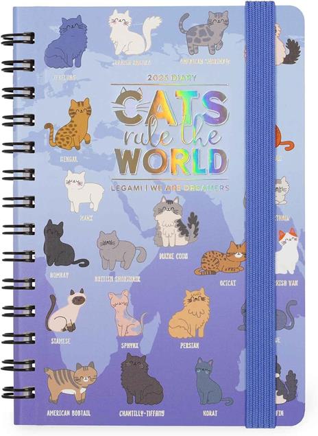 Agenda settimanale spiralata Legami 12 Mesi - 2025  - Small Weekly Spiral Bound Diary - Kitty