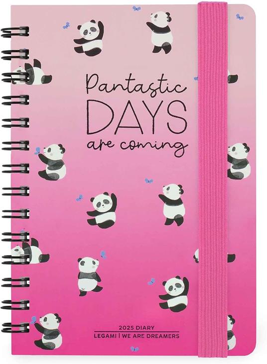 Agenda settimanale spiralata Legami 12 Mesi - 2025  - Small Weekly Spiral Bound Diary - Panda