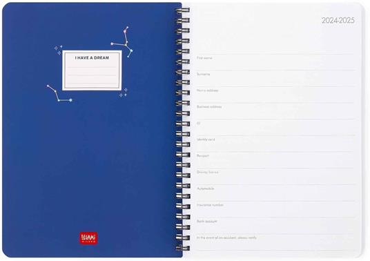 Agenda settimanale spiralata Legami 12 Mesi - 2025  - Large Weekly Spiral Bound Diary - Stars - 3