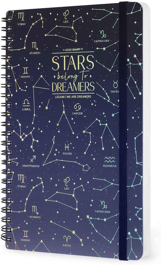 Agenda settimanale spiralata Legami 12 Mesi - 2025  - Large Weekly Spiral Bound Diary - Stars - 4