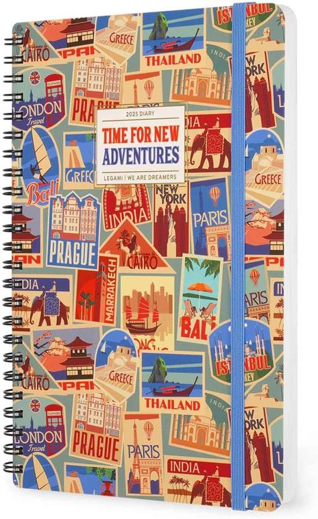 Agenda settimanale spiralata Legami 12 Mesi - 2025  - Large Weekly Spiral Bound Diary - Travel Stickers - 4