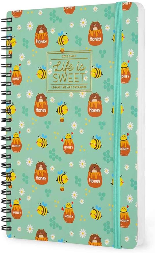 Agenda settimanale spiralata Legami 12 Mesi - 2025  - Large Weekly Spiral Bound Diary - Bee - 4