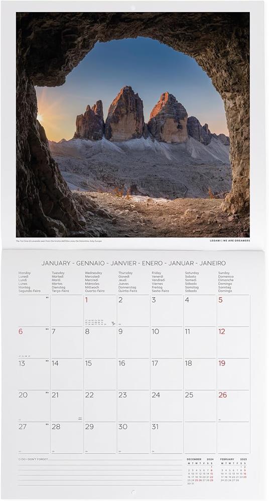 Calendario da Muro 2025 Legami - Mountains - 30 x 29 - 2