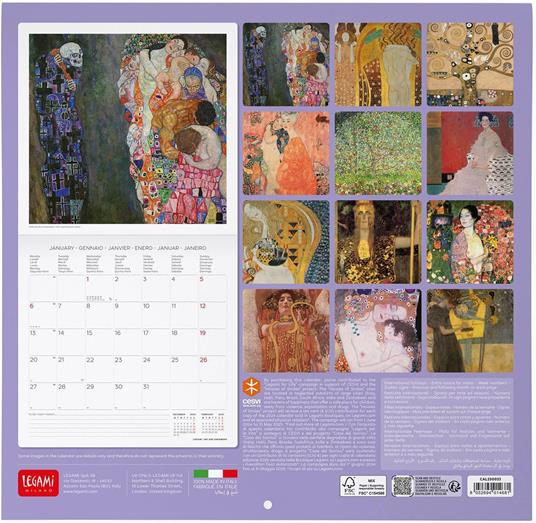 Calendario da Muro 2025 Legami - Gustav Klimt - 30 x 29 - 3