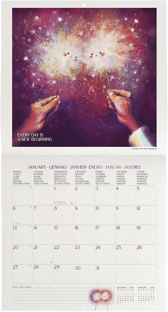 Calendario da Muro 2025 Legami - Good Vibes Only - 30 x 29 - 2
