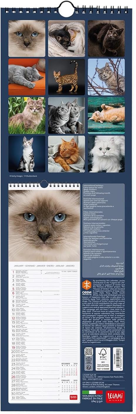 Calendario da Muro 2025 Legami - Cats - 16 x 49 - 3