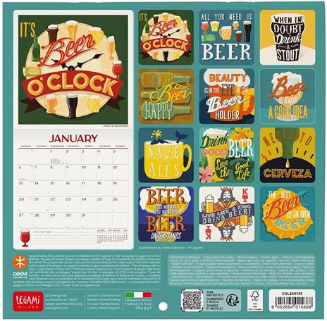 Calendario da Muro 2025 Legami - Beer - 18 x 18 - 3