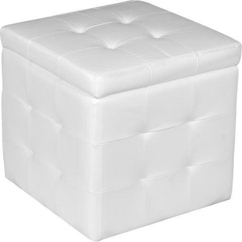 Pouf- contenitore in ecopelle, colore bianco, cm 45 x 47 x 45 - DMORA -  Idee regalo | IBS