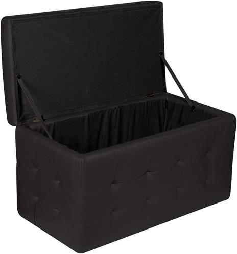 Pouf- contenitore in ecopelle, colore nero, Misure 84 x 49 x 44 cm - DMORA  - Idee regalo