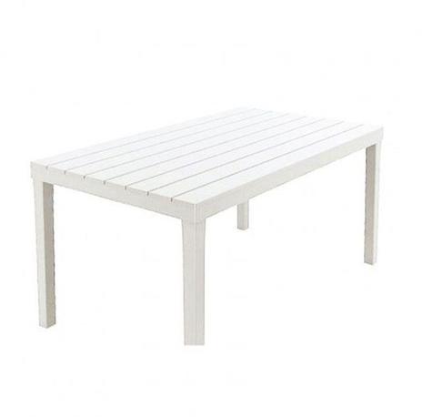 Tavolo rettangolare da esterno, Polipropilene, Effetto doghe, Made in Italy, 138 x 78 x 72 cm, Bianco