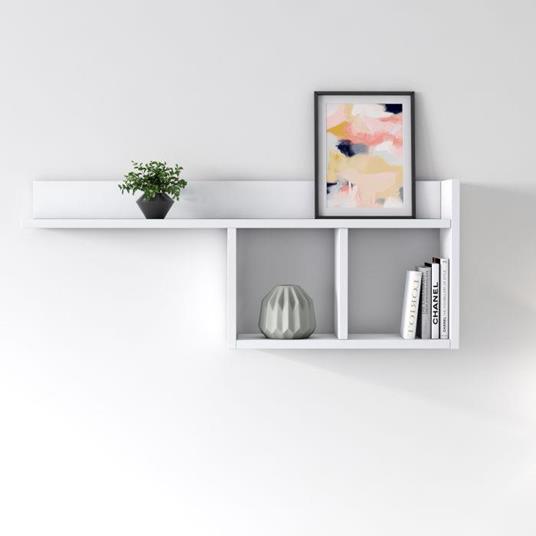 Mensola da muro con due scomparti, cm 90 x 18 x 35, colore bianco - DMORA -  Idee regalo | IBS