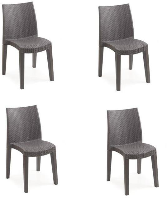 Set di 4 Sedie impilabili effetto Rattan, Made in Italy, colore marrone,  Misure 48 x 86 x 55 cm - DMORA - Casa e Cucina | IBS