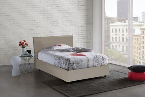 Talamo Italia Letto contenitore Una piazza e mezza Anna, Made in Italy,  Letto con rivestimento in ecopelle, Apertura frontale, con materasso cm  120x200 incluso, Tortora - Talamo Italia - Casa e Cucina | IBS