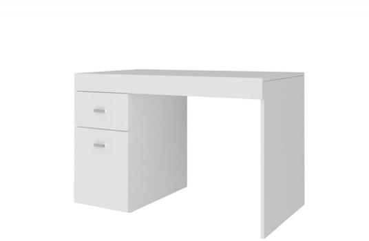 Scrivania per ufficio con cassettiera e piano contenitore, Made in Italy, Tavolo  da computer, Scrittoio porta PC, cm 100x60h75, colore Bianco lucido Larice  - Dmora - Idee regalo