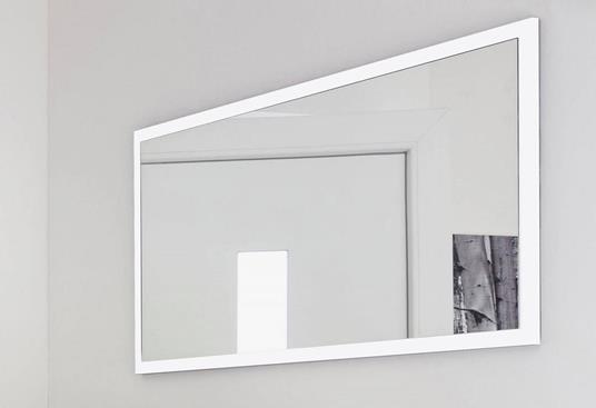 Specchiera da parete con cornice, Made in Italy, Specchio da bagno, cm  120x2h60, colore Bianco lucido - Dmora - Idee regalo | IBS