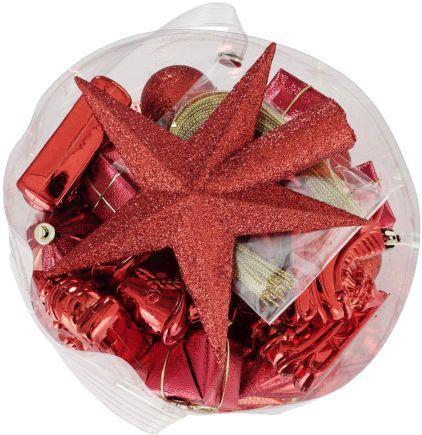 Box 50 pezzi decorazioni natalizie multi-forma, Ornamenti e puntale, Set assortimento palline di Natale, Scatola set albero di Natale, Da 4 a 10 cm, colore Rosso - 3